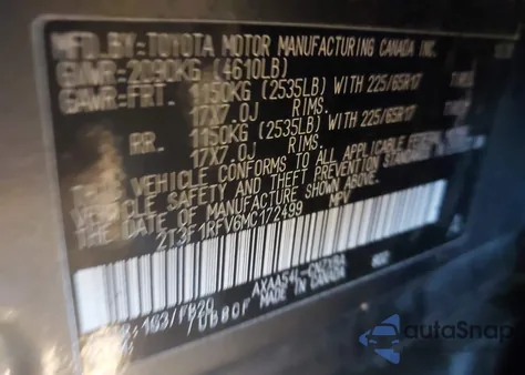 2021 Toyota Rav4 Le z USA, uszkodzony, nr VIN 2T3F1RFV6MC172499